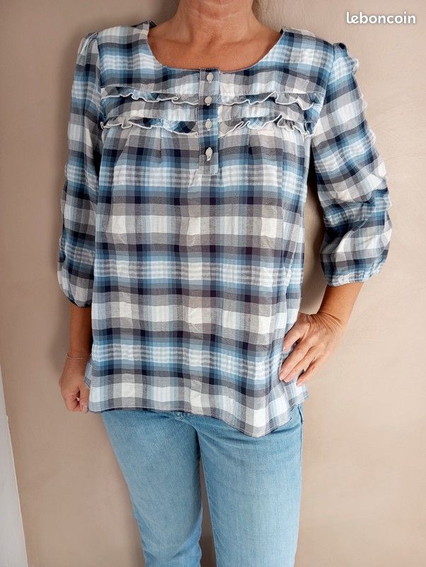 Blouse Tunique Jacqueline Riu - Taille 4, Couleur Kaki, En Polyester - Occasion Très Bon état