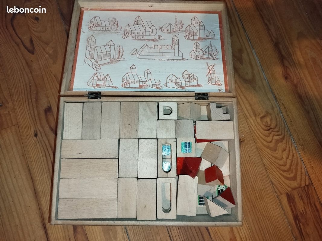Jeu de construction architecture en bois Jouet des années 1930