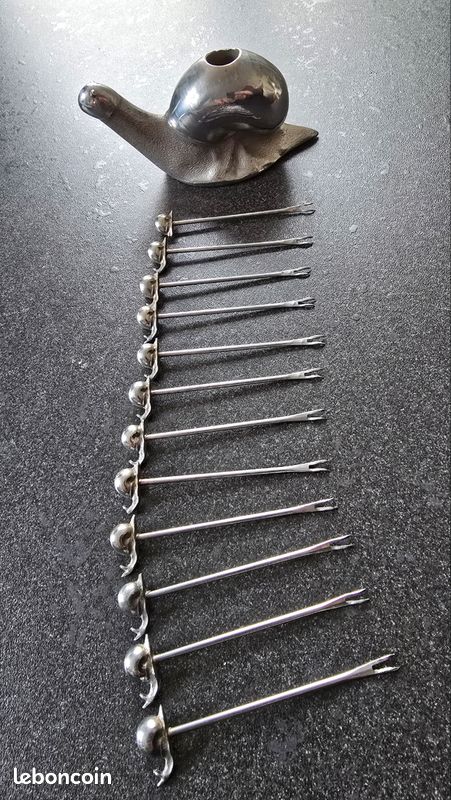 Set De Piques à Escargot En Métal Chromé - Support Inclus - Vintage
