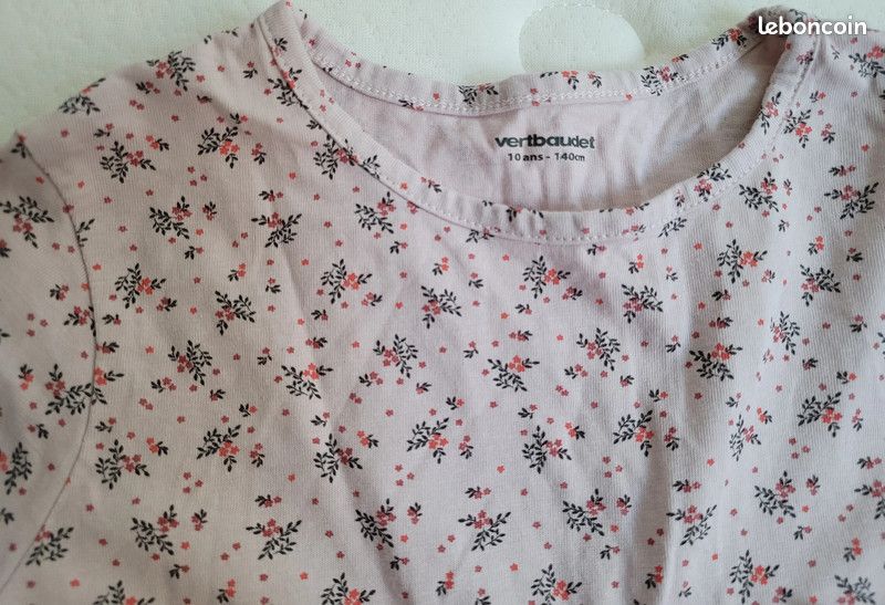 Blouse,t-shirt manches longues rose fleurie Vertbaudet (image 2)