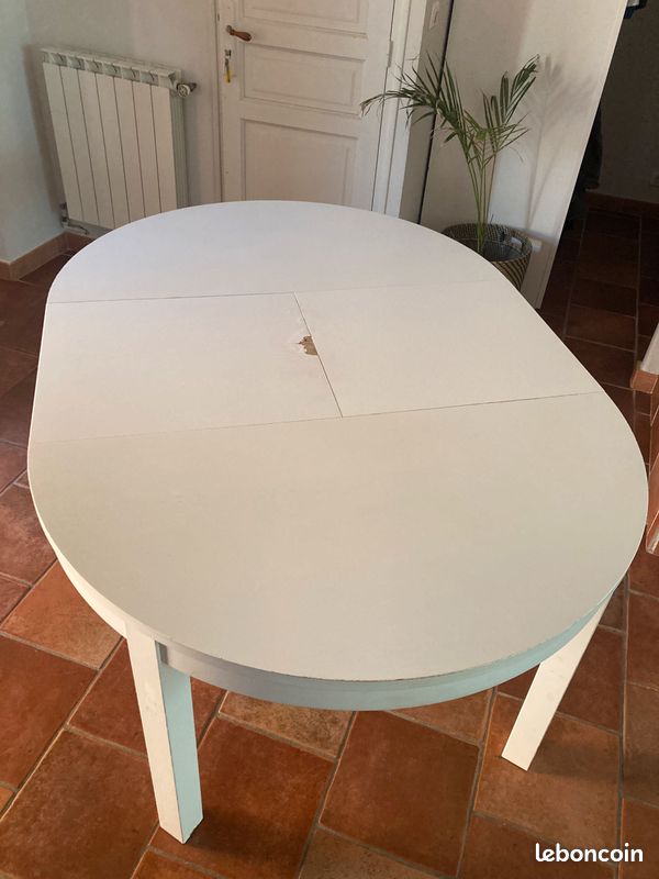 Table bois blanc ronde 115cm (165cm avec rallonge) (image 2)