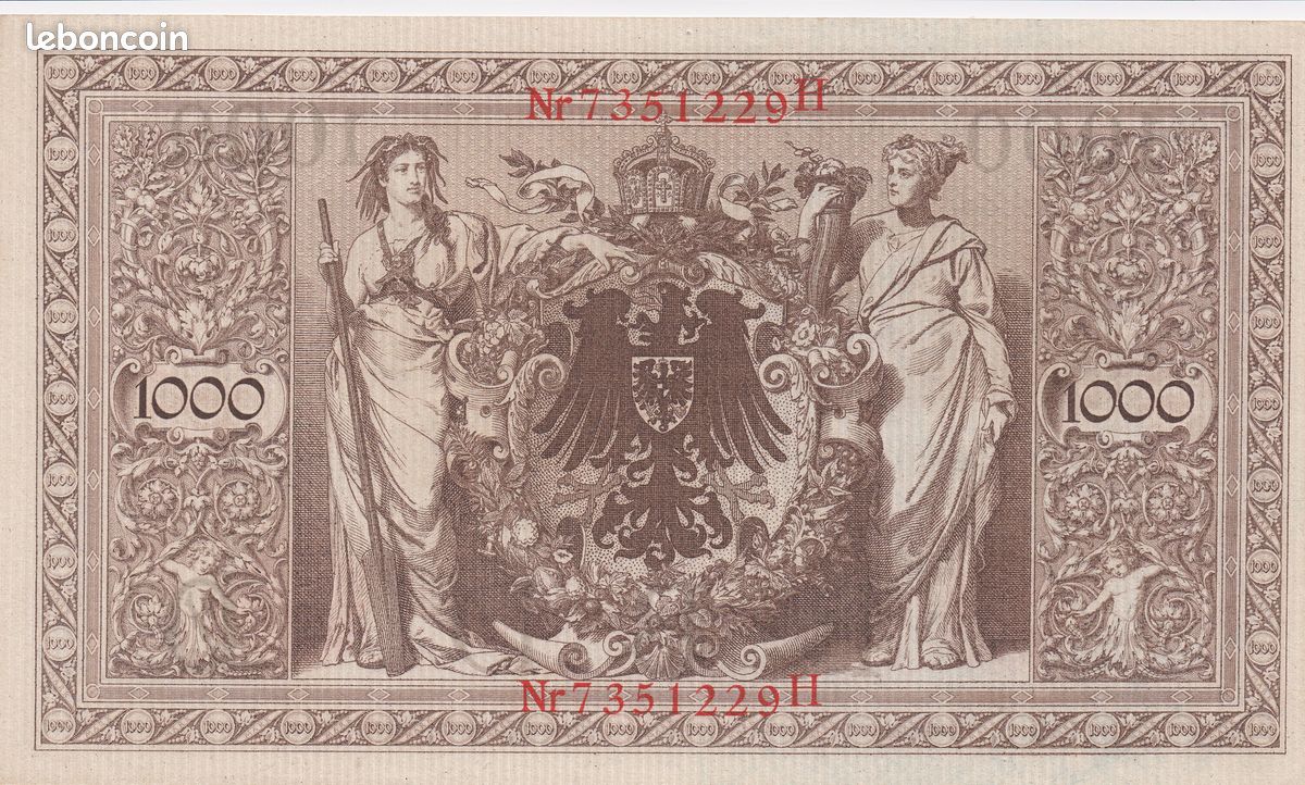Billet 1000 marks 1910 état neuf (image 3)