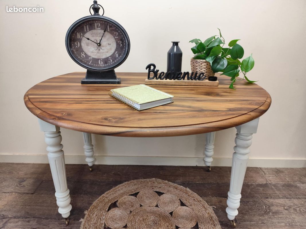 Table d'appoint en noyer deux en une convertible en console bois massif (image 11)