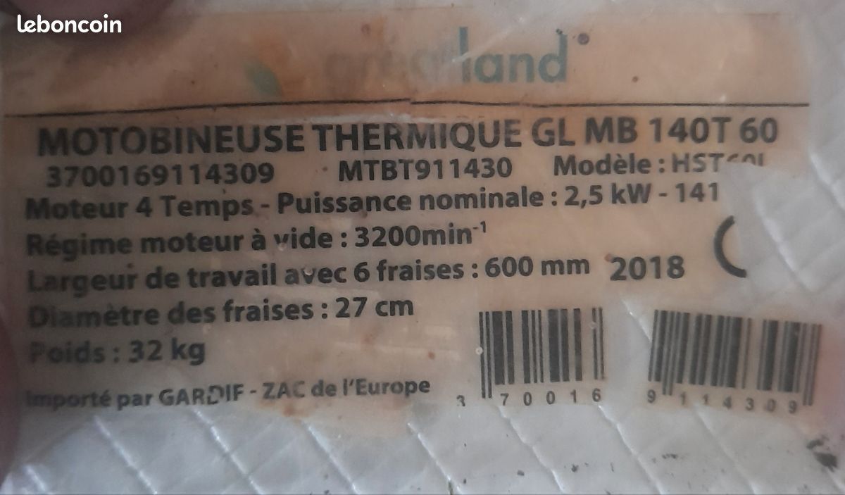 Motobineuse GREATLAND GL MB 140 T 60 (image 5)