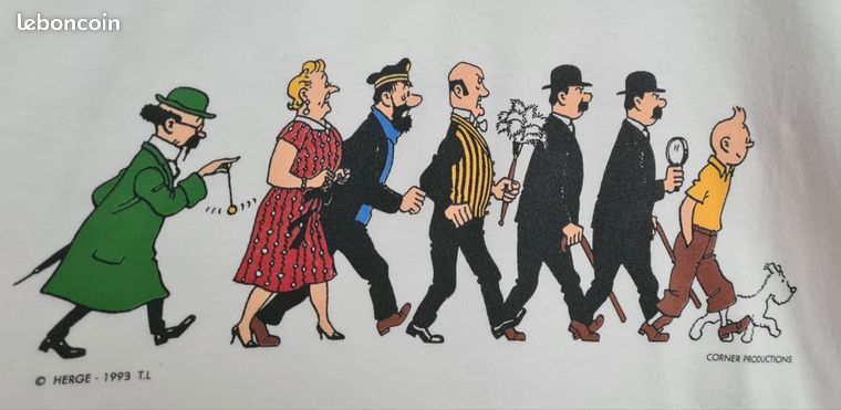 T-shirt Vintage Tintin 1993 – Corner Production – Taille XS – Made In France