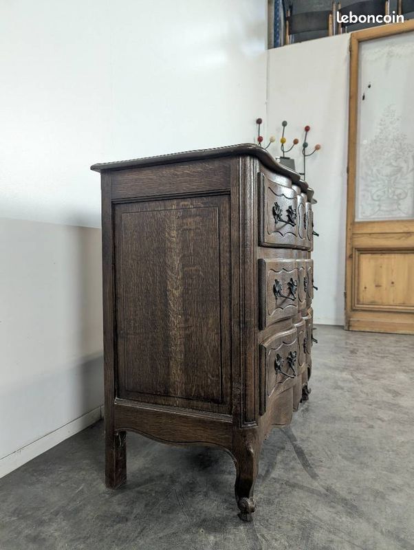 Commode art deco chene massif 3 tiroirs - Ameublement