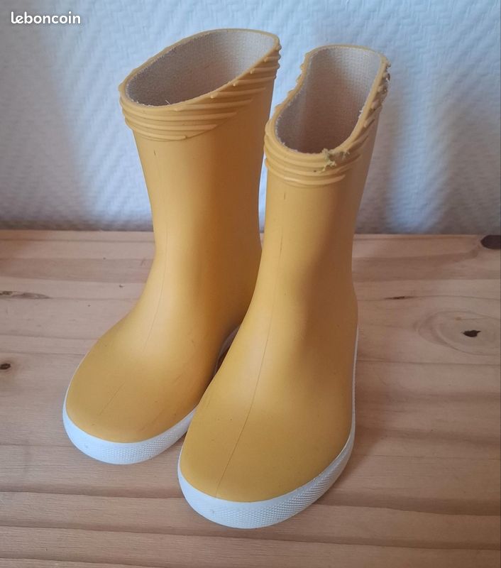Bottes 👢 pluie enfant jaunes en caoutchouc jardin 23-24