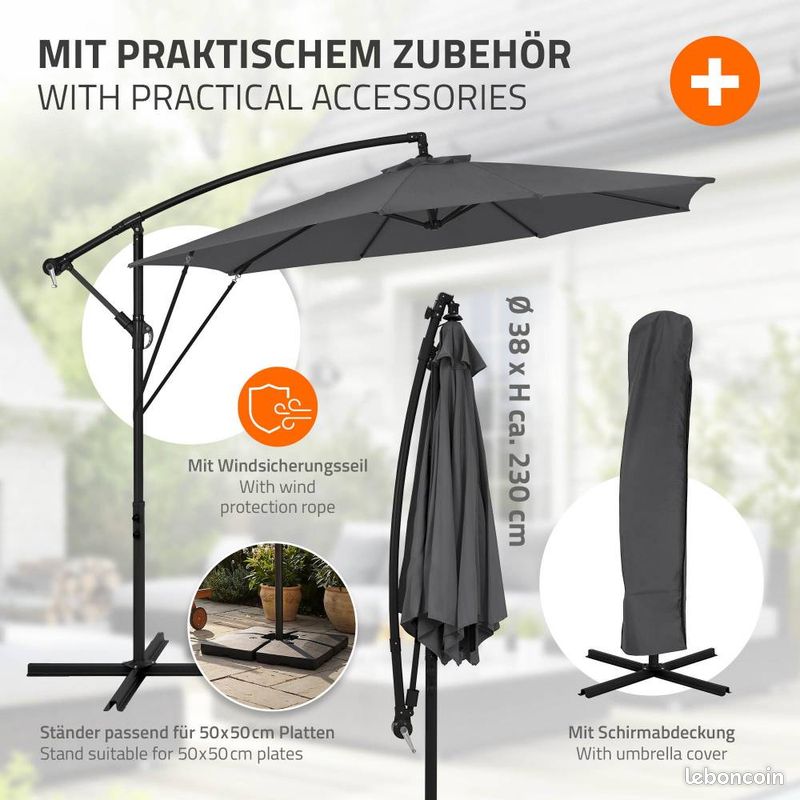 Parasol déporté Ø3m - imperméable pivotant 360° - Livraison gratuite en 5 jours ⭐ ⭐ ⭐ (image 4)