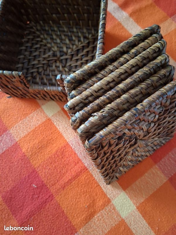 Lot 6 sous verres en rotin 10x10 (image 4)