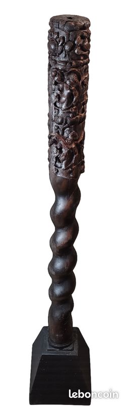 Rare colonne torsadée en noyer sculpté xvii/xviii siècle (image 4)