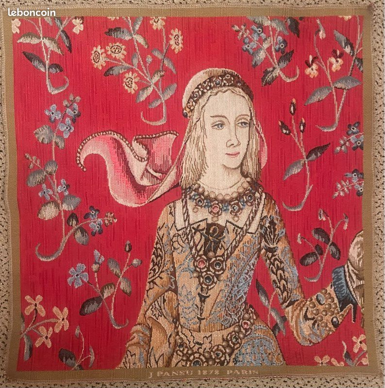 Tapisserie Murale Française D'Halluin - Vaux En Novembre - 100 X 72 Cm - Décor Rouge