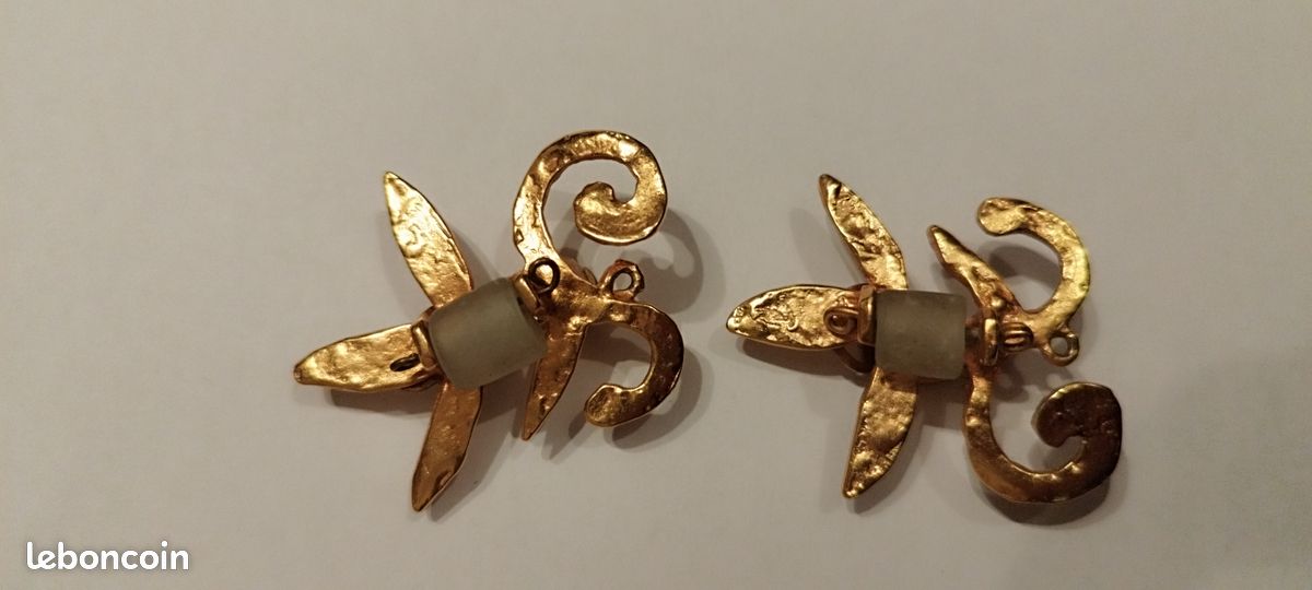 Boucles D'oreilles Vintage Ikuo Ichimori Paris - Modèle Clip Doré Rare, Excellent état