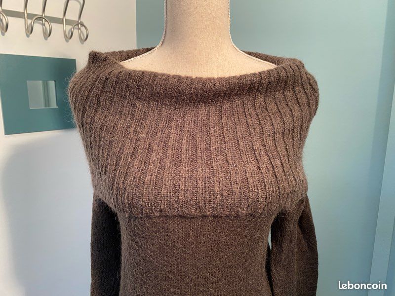 Magnifique pull long col boule coloris noisette taille XS (image 6)