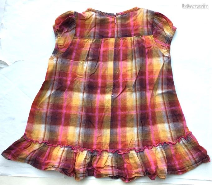 Robe à volant tunique été léger carreaux madras créole fluide orchestra 4 ans 104 cm quasi NEUF (image 4)