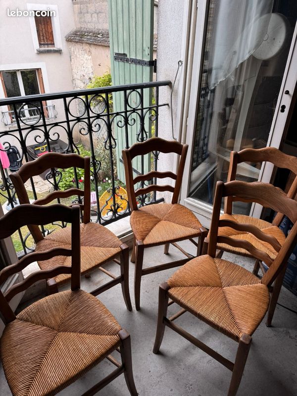 Anciennes chaise bois paillées (image 1)
