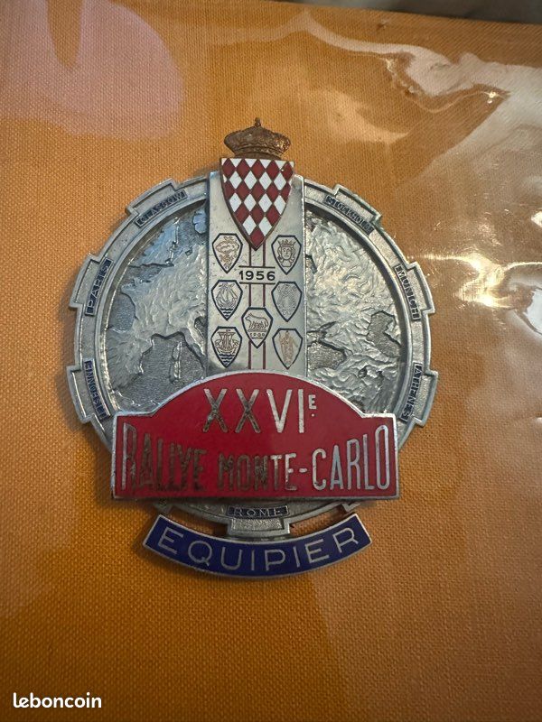 Badge Rallye Monte-Carlo 1960 Sur Support Cuir - Neuf (sans Emballage), Pièce Collector