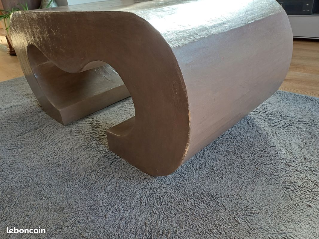 Table salon en carton couleur taupe (image 3)
