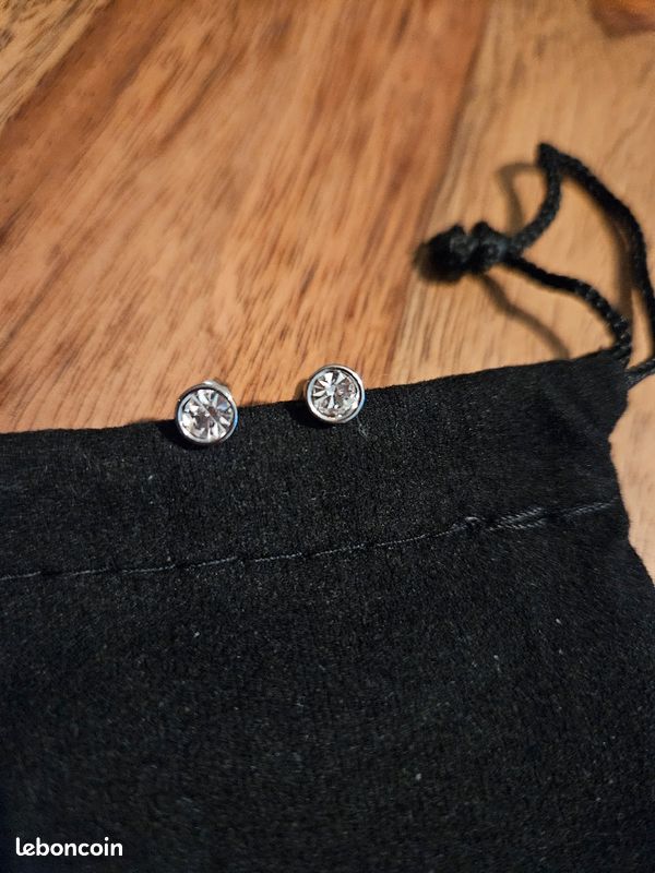 Parure collier double rang et boucles d'oreilles argentées sans nickel (image 3)
