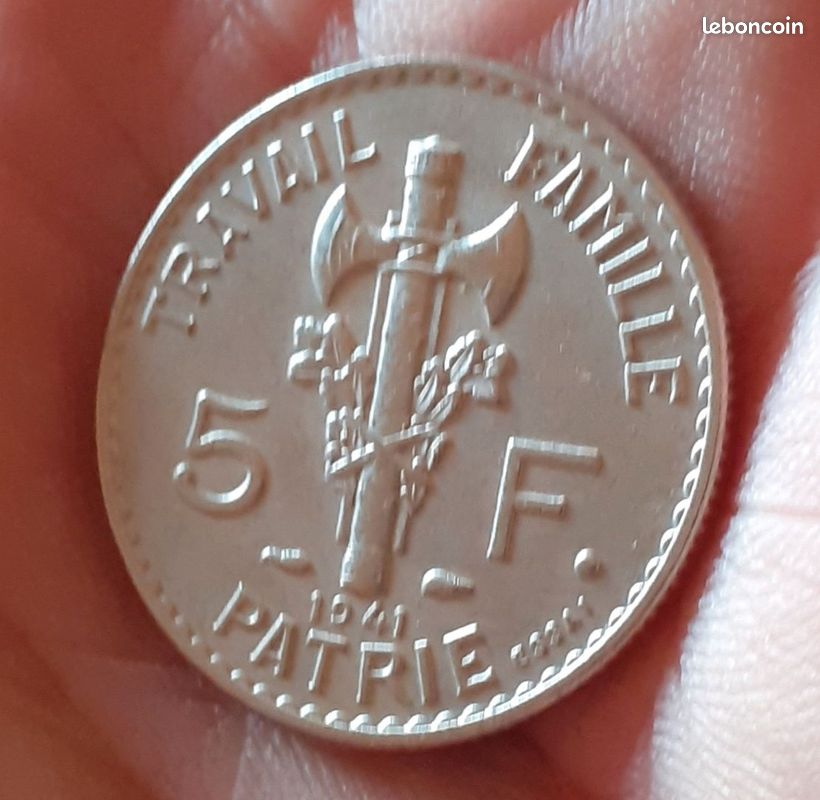 Pièce Rare : 5 Francs Bazor 1941 ESSAI En Cupronickel, Qualité FDC - Collection État Français