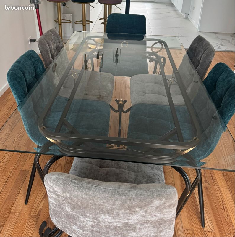 Ensemble table en fer forgé avec 6 chaises (image 2)