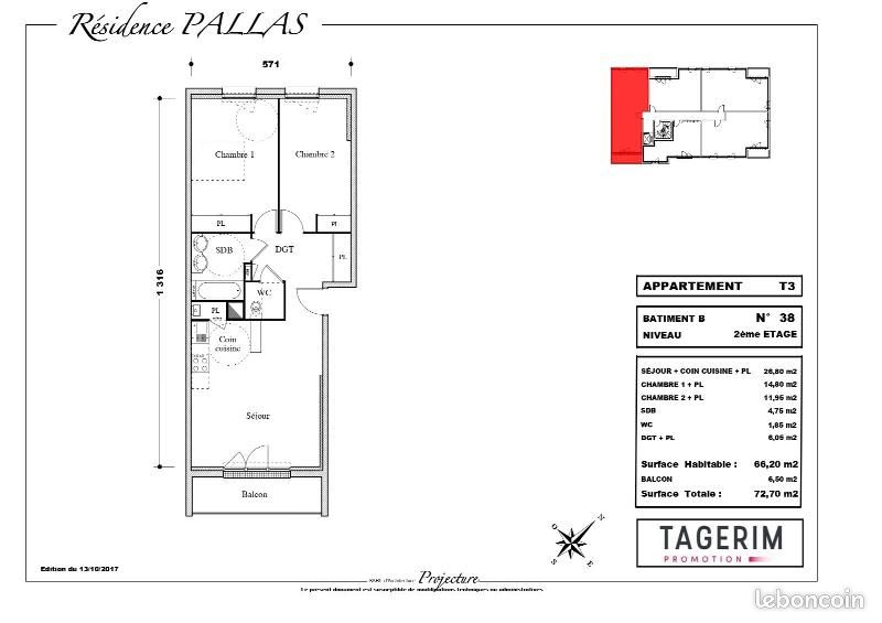 Appartement a louer melun - 3 pièce(s) - 66 m2 - Surfyn