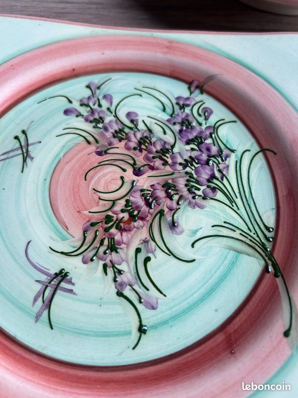 Service Plat Vietri 2 Pièces – Céramique Décorée Main, Coloris Lila/violet – Neuf