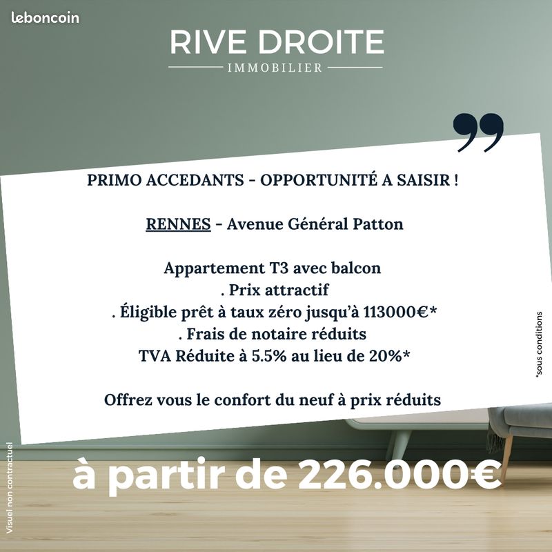 Appartement 3 pièces 59 m² · à Rennes · 59 m² · 226 000 €