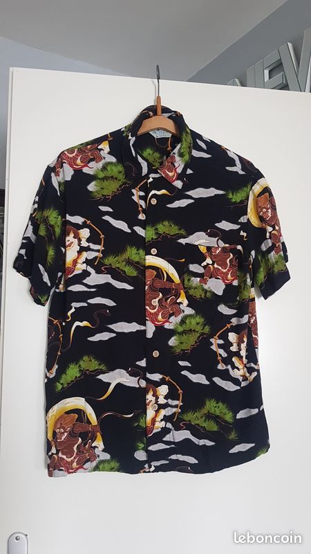 Chemise hawaïenne vintage L – Japon, Fujin Raijin, années 80/90