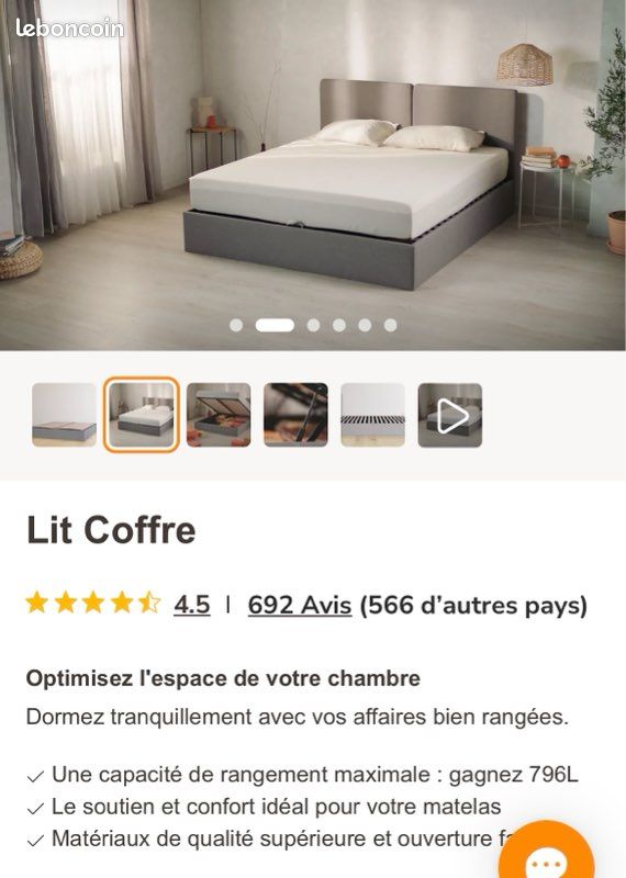 Lit coffre+ matelas Emma (image 2)