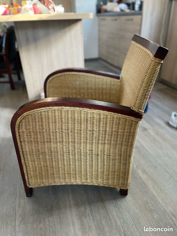Fauteuil osier et bois (image 2)