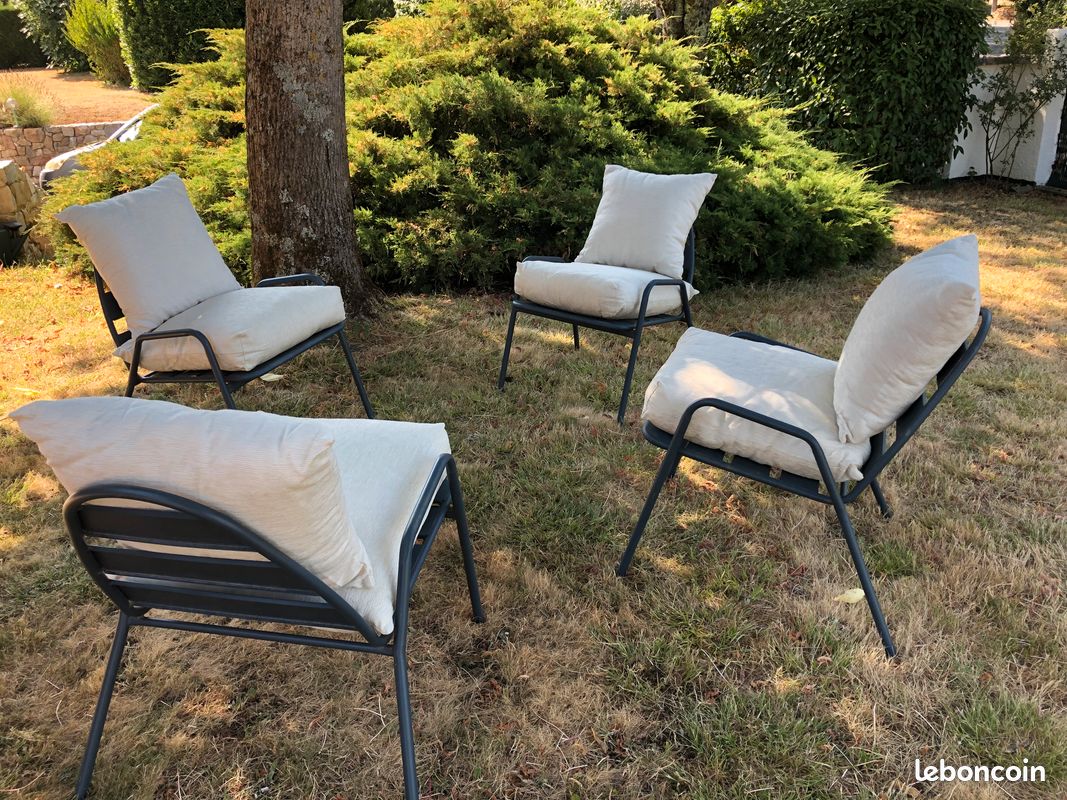 4 Fauteuils extérieurs + 8 coussins (image 1)