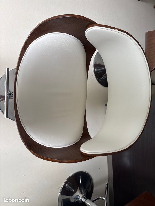 Tabouret de bar design réglable Blanc et bois foncé BENT (image 4)