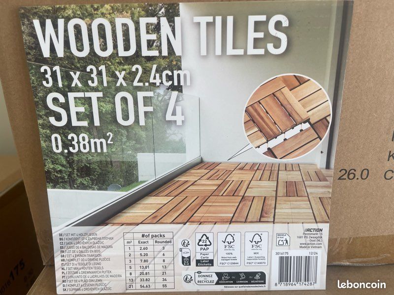 Yakimz - Lot De 55 Dalles En Bois D'acacia 30x30 Cm, Revêtement De Sol Antidérapant Pour Terrasse, Balcon, Jardin
