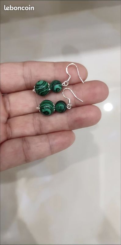 Boucles D'oreilles Puces Athena Acier Doré Malachite - 61140155933R00 • Marc Orian | Bijouterie en ligne