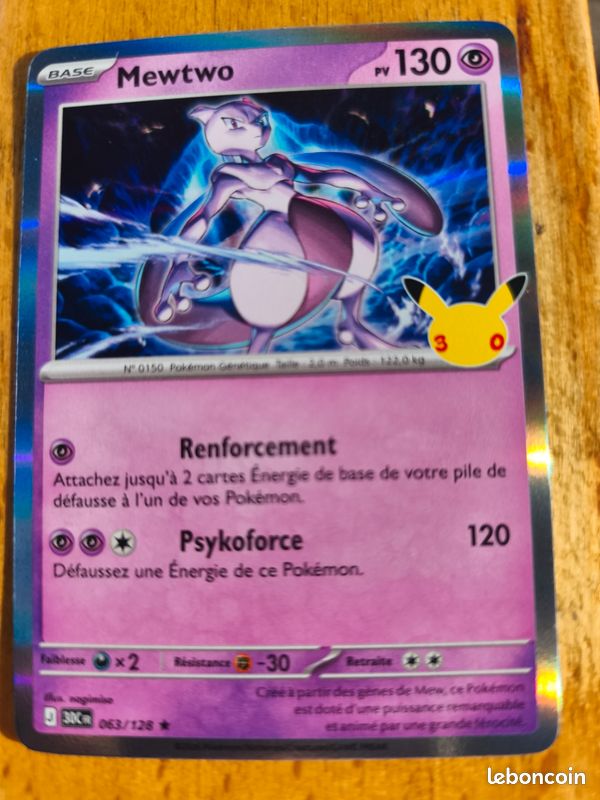POKEMON : Carte " 30ᵉ Anniversaire, Mewtwo " (image 1)