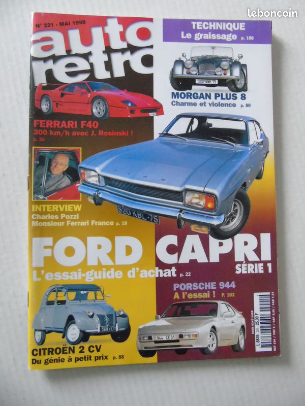 Magazine " Auto rétro " N° 221 de Mai 1999 (Ford Capri) (image 1)