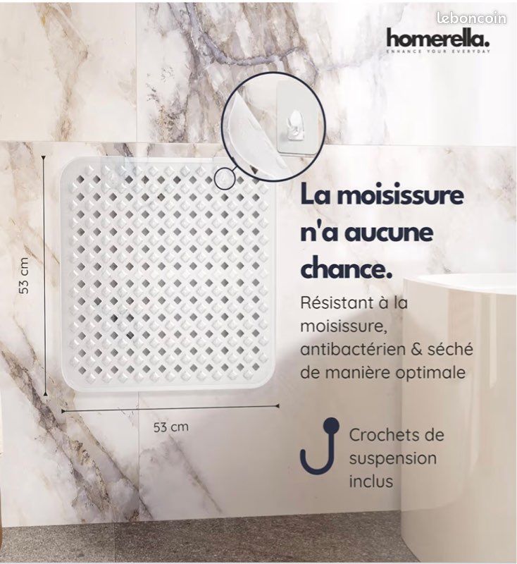 Tapis de douche antidérapant 53x53 Neuf (image 2)