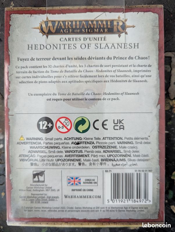 Games Workshop Warscroll Cards: Hedonites Of Slaanesh - Unit Cards & Tokens For Warhammer Age Of Sigmar, 18 Units, 3 Endless Spells