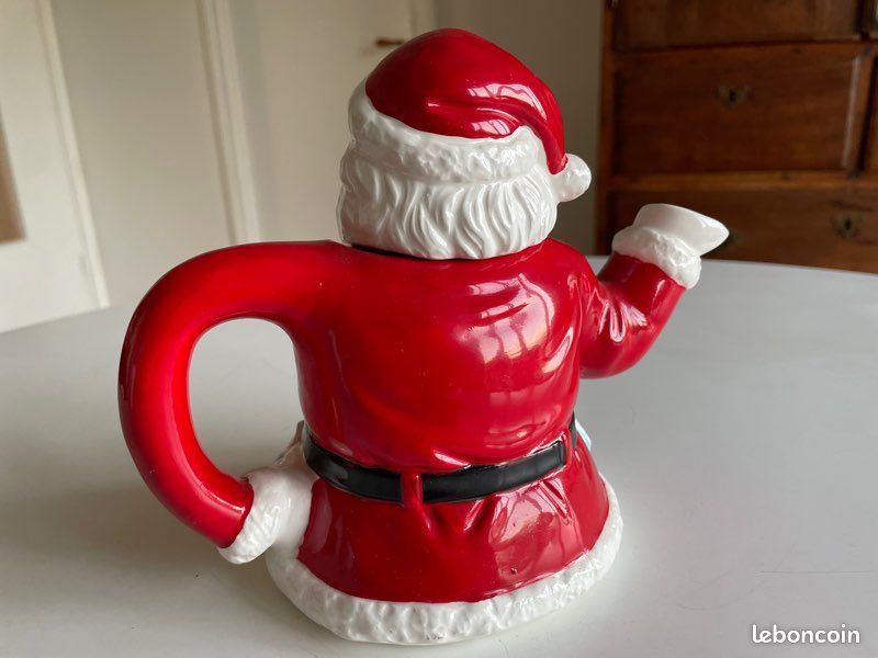 Théière Père Noël SANTA – Céramique Multicolore, Neuve, Jamais Servie, Décor Noël