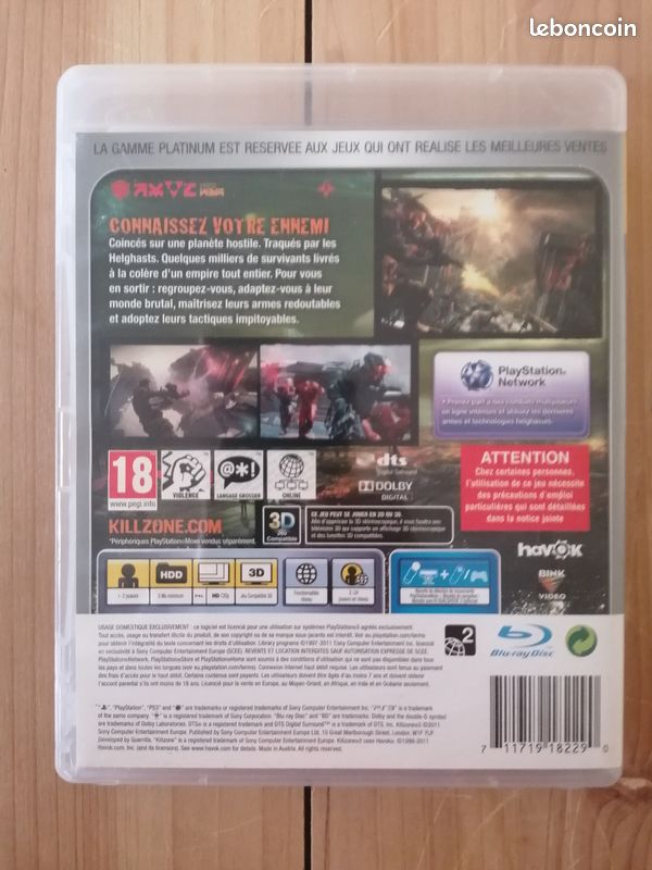 Jeu Killzone 3 Platinum - Version FR Complète Pour PS3, Bon état