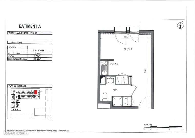 Appartement a louer villenave-d'ornon - 1 pièce(s) - 22 m2 - Surfyn