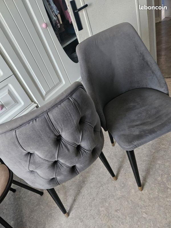 Lot de 2 chaises velours gris modernes (image 2)