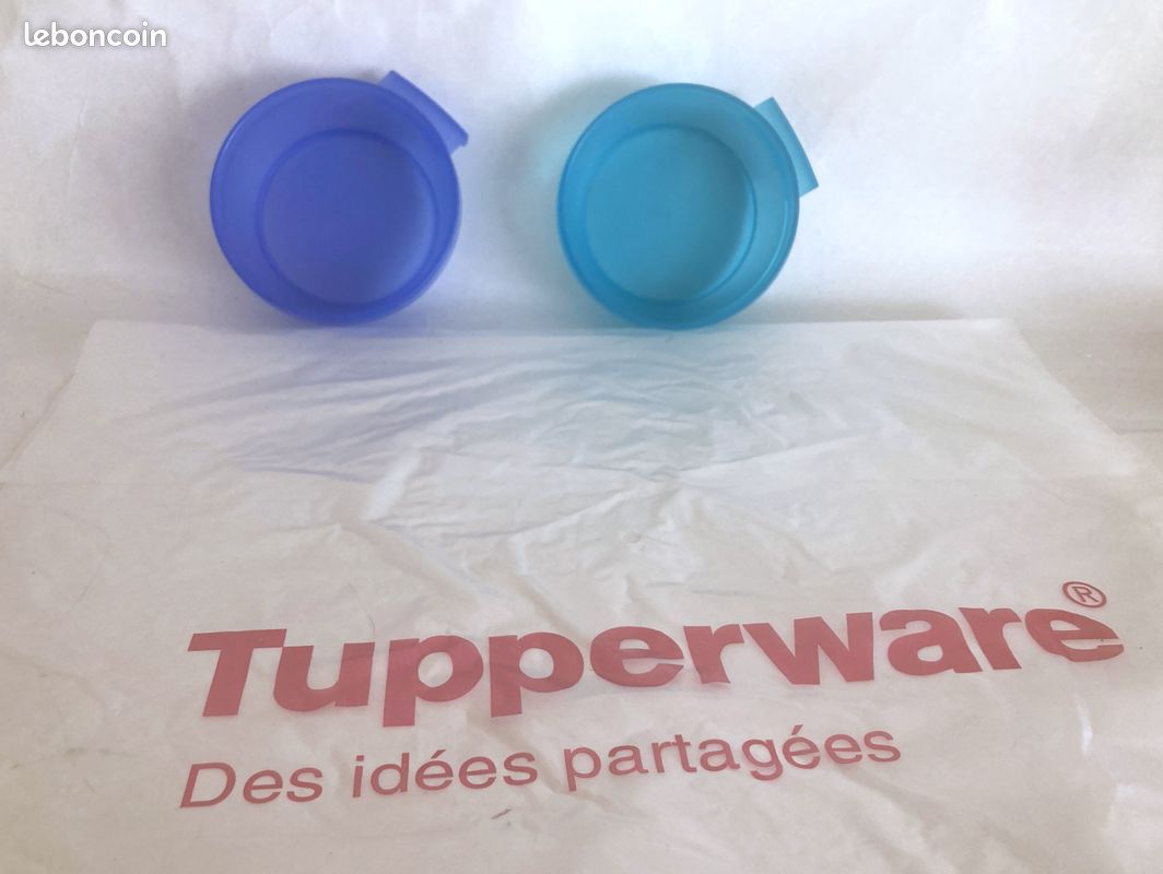 Lot De 2 Ramequins Bleus Tupperware 160ml - Neufs Sous Film D'origine