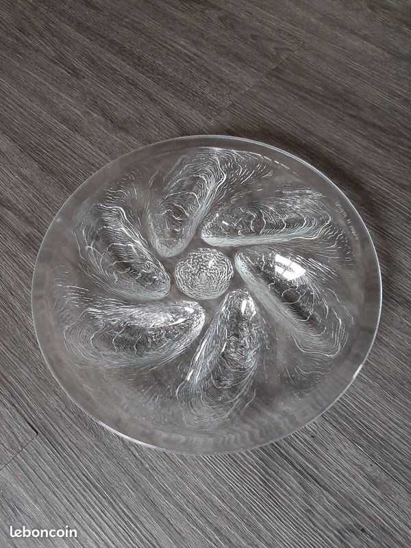 6 assiettes d’huîtres en verre transparent Arcoroc