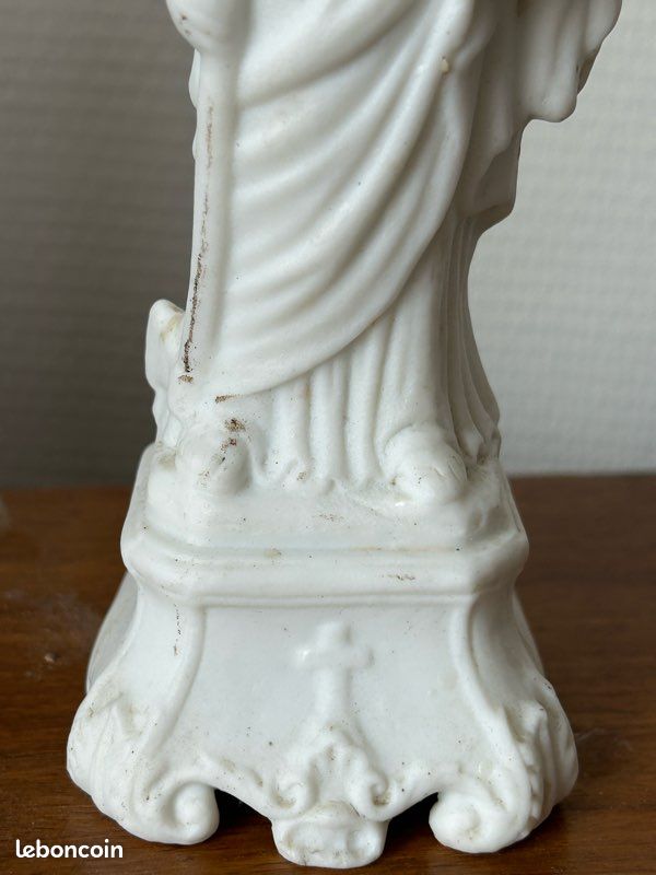 Saint Joseph statuette ancienne biscuit porcelaine hauteur 17,5cm (15) (image 3)
