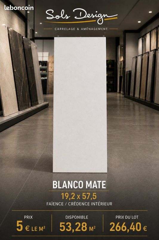 🔥Faïence / Crédence BLANCO MATE 19,2x57,5 – DÉSTOCKAGE🔥 (image 1)