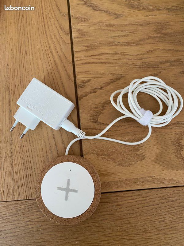 Chargeur induction sans fil, blanc/liège Certifié QI et compatible