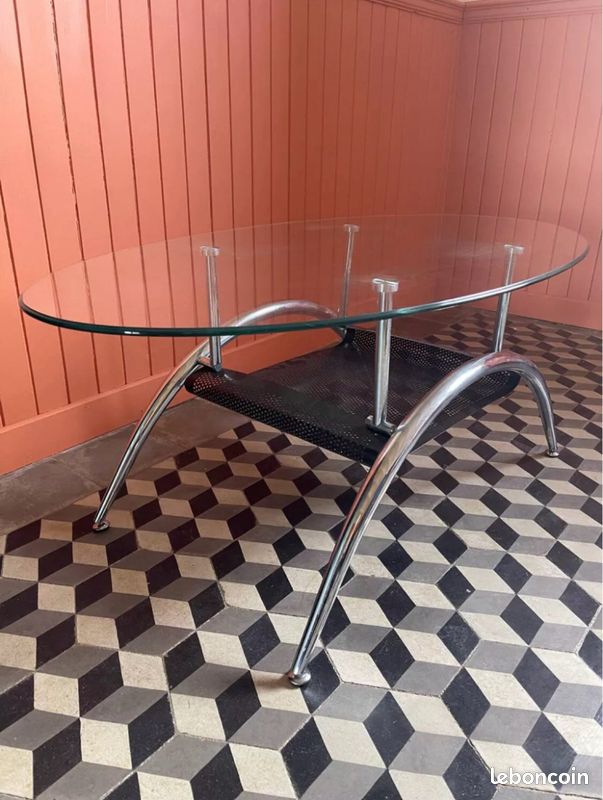 Table basse Space age vintage chromée années 70 (image 2)
