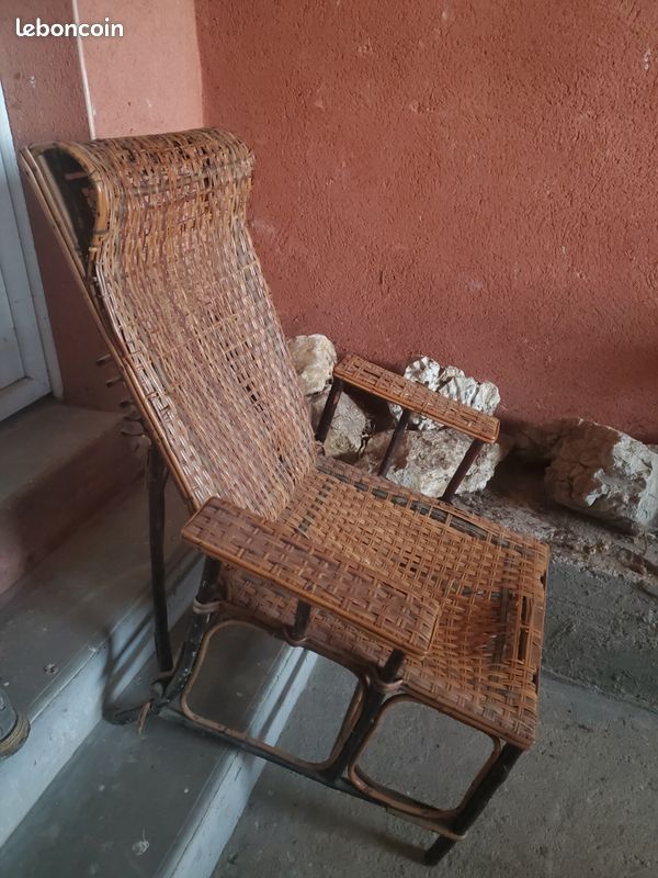 Chaise longue en rotin début XXeme (image 2)