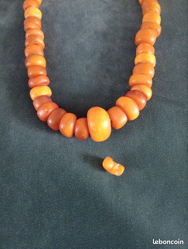 Collier Ancien En Ambre Véritable - 48 Grammes, Style Ethnique, Longueur 39 Cm